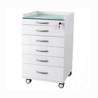 Dental Stainless Steel Mobile Cabinet Trolly 5 Drawers Blue