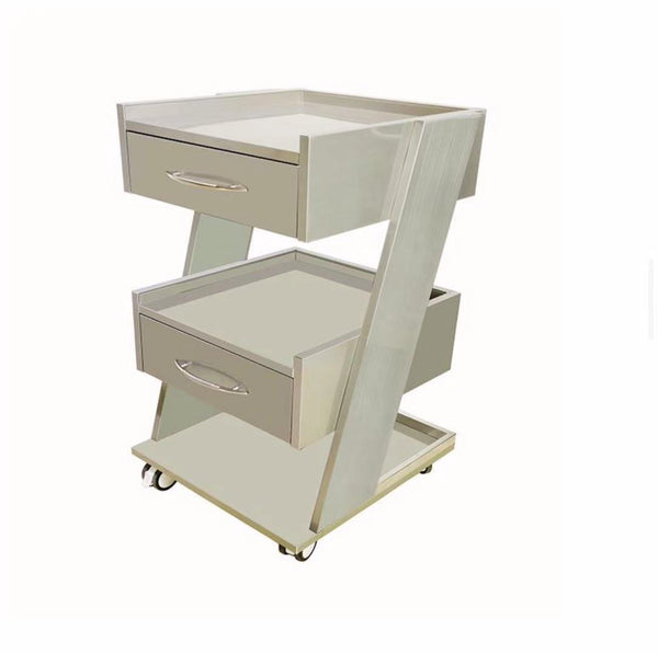 Dental Stainless Steel Mobile Cabinet Trolly Brown