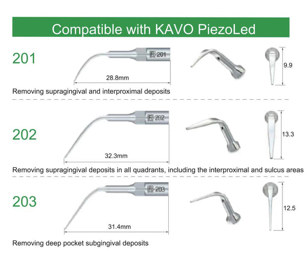 Dental Ultrasonic Scaler Tips Compatible with KAVO PiezoLed   201, 202, 203 we